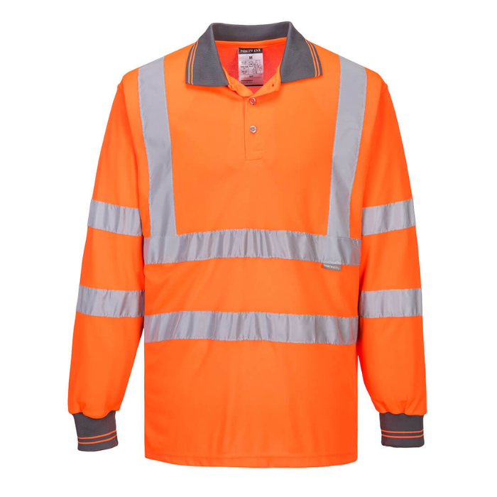 S277 L/S Orange Hi-Vis Polo Shirt